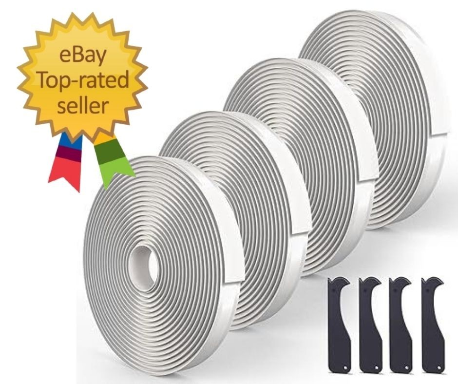 4 Pack Butyl Tape Bulk,1/8 x 3/4 x 30 ft, White Butyl Sealant Tape, Butyl Rub…