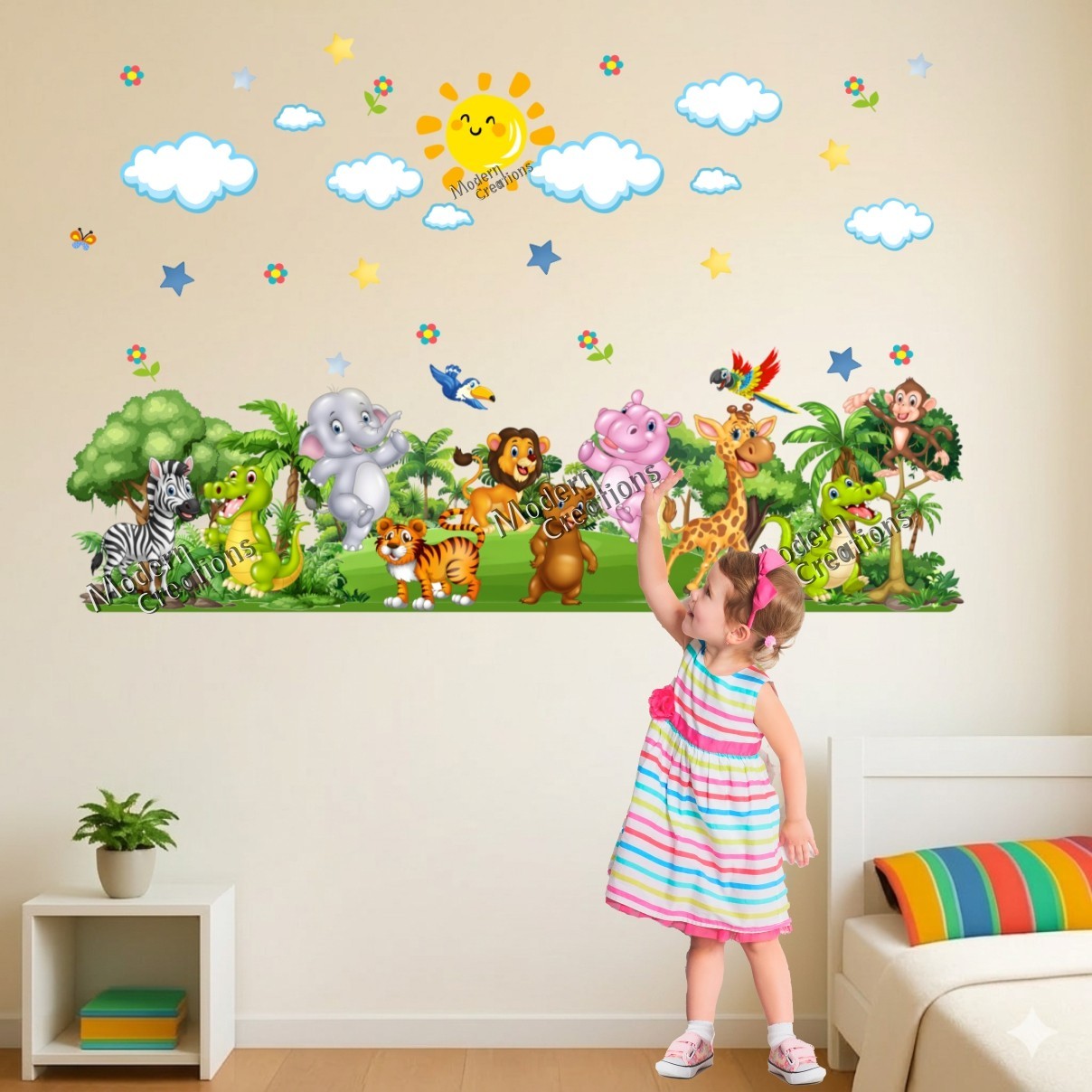 Forest Wall Stickers Decals Kids Nursery Rooms Decor Large Jungle Animals Enjoy