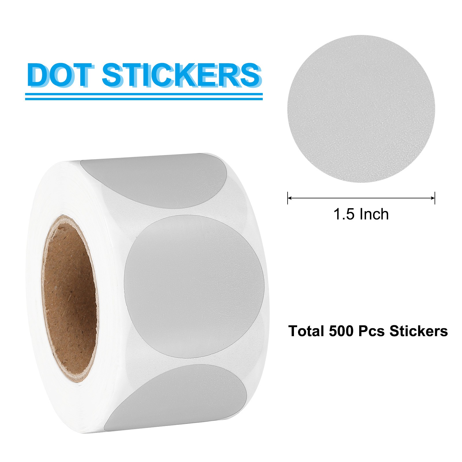 1.5 Inch Round Thermal Label Stickers for Business, Gray (500Pcs)
