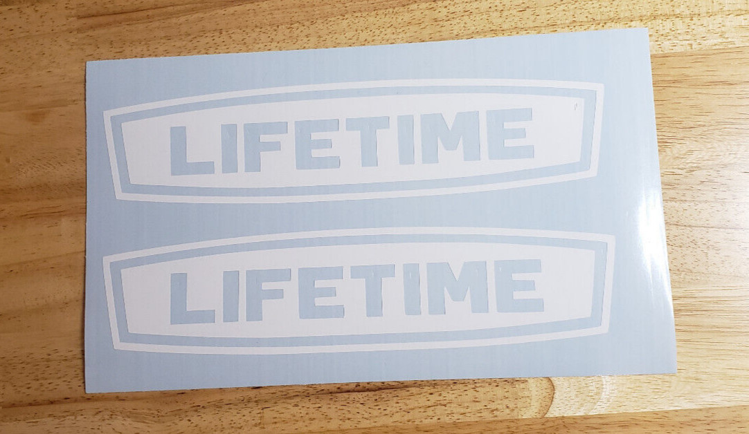 LIFETIME Decals Stickers Gloss White 10" (2) Kayak Canoe Boat FAST USA