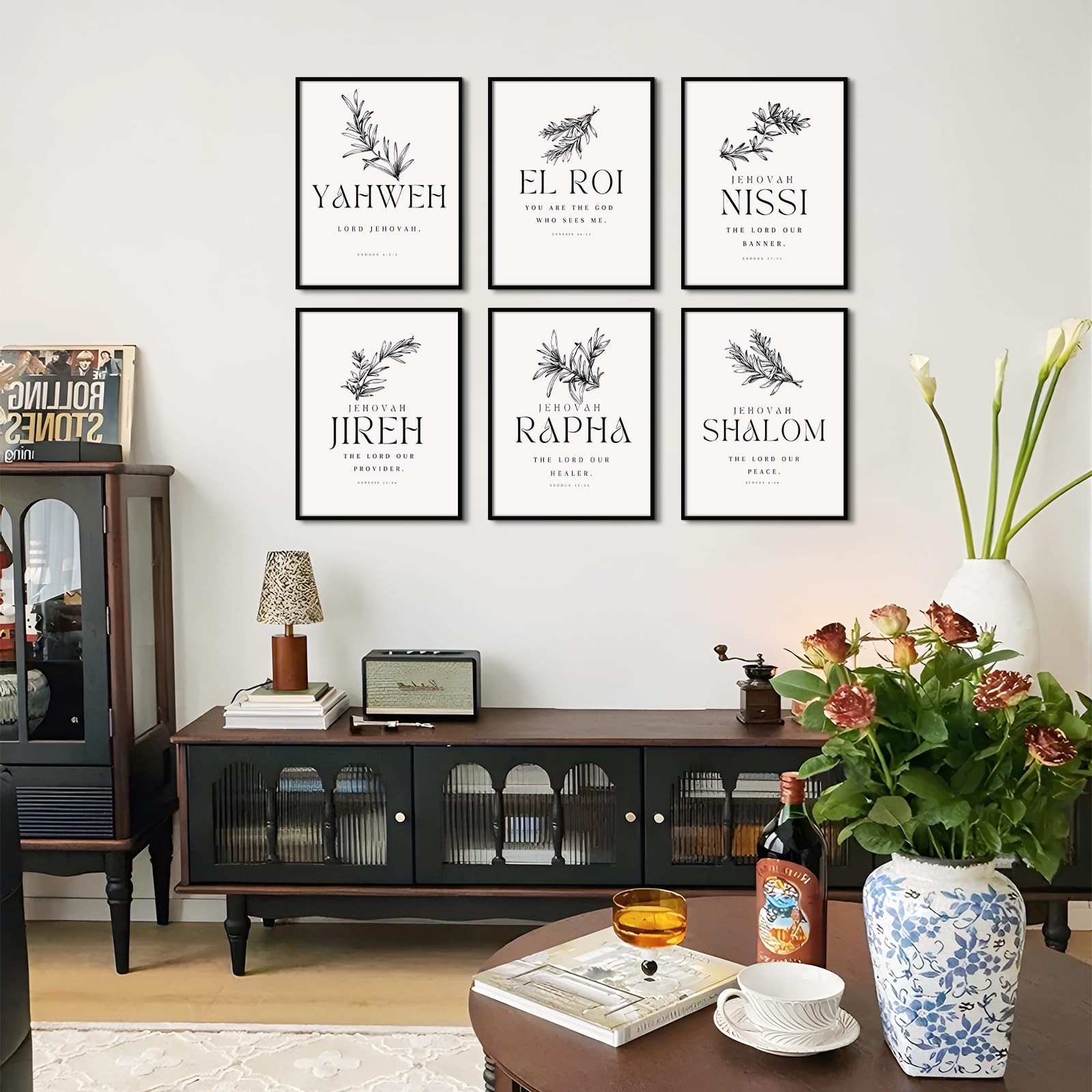 Christian Hebrew Names of God Wall Art Bible Verse Scripture Canvas Wall Deco…