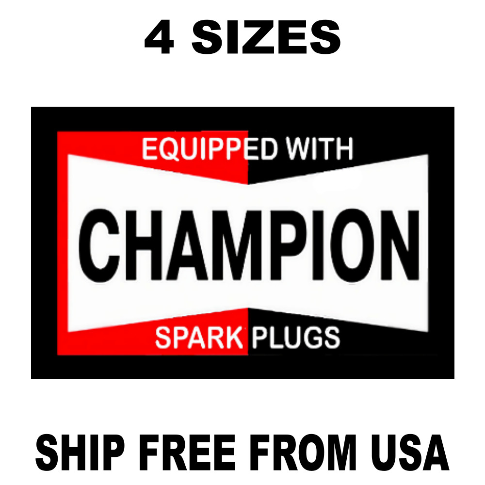 Champion Spark Plug Decal/Sticker/Garage Sign Vintage Replicas 70's Racing Black