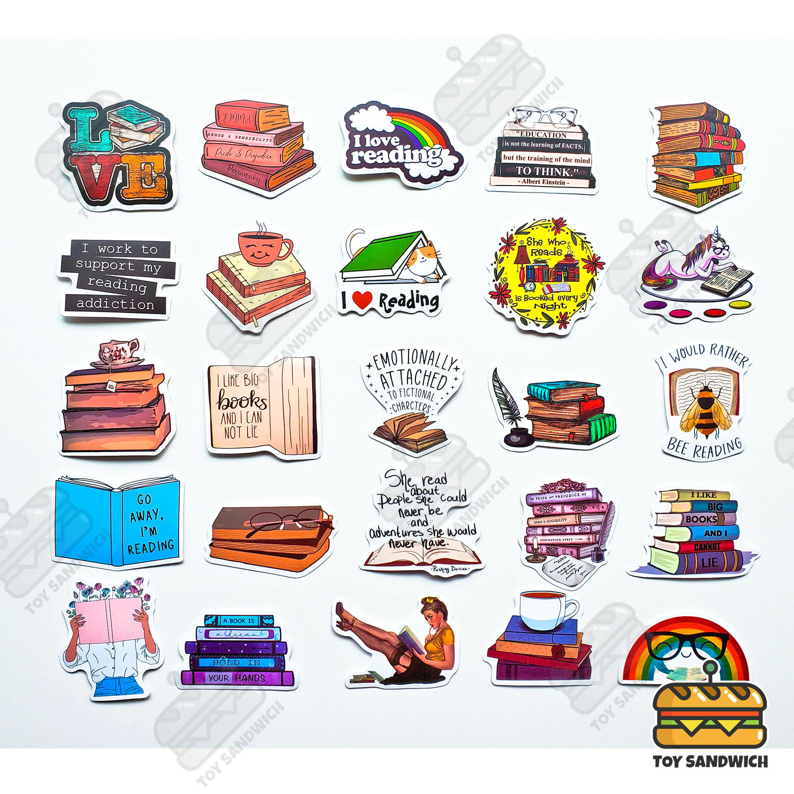 50 pcs "Reading Books " Sticker Pack Teacher Bookworm School Book Smart Decals