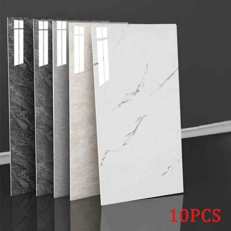 10-Pack Self-Adhesive Marble Tile Stickers – Waterproof 30X60Cm PVC Peel-And-Sti