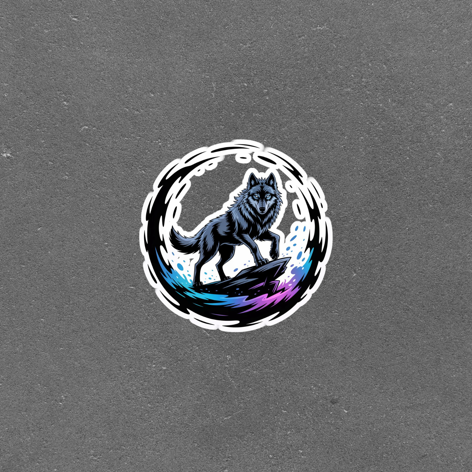 Wild Wolf Colorful Circular Vinyl Sticker Decal #6272