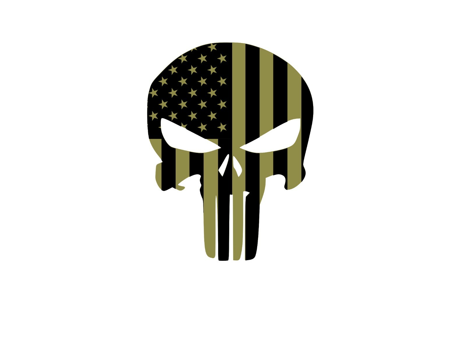 PUNISHER SKULL USA FLAG VINYL DECAL STICKER OLIVE/BLACK