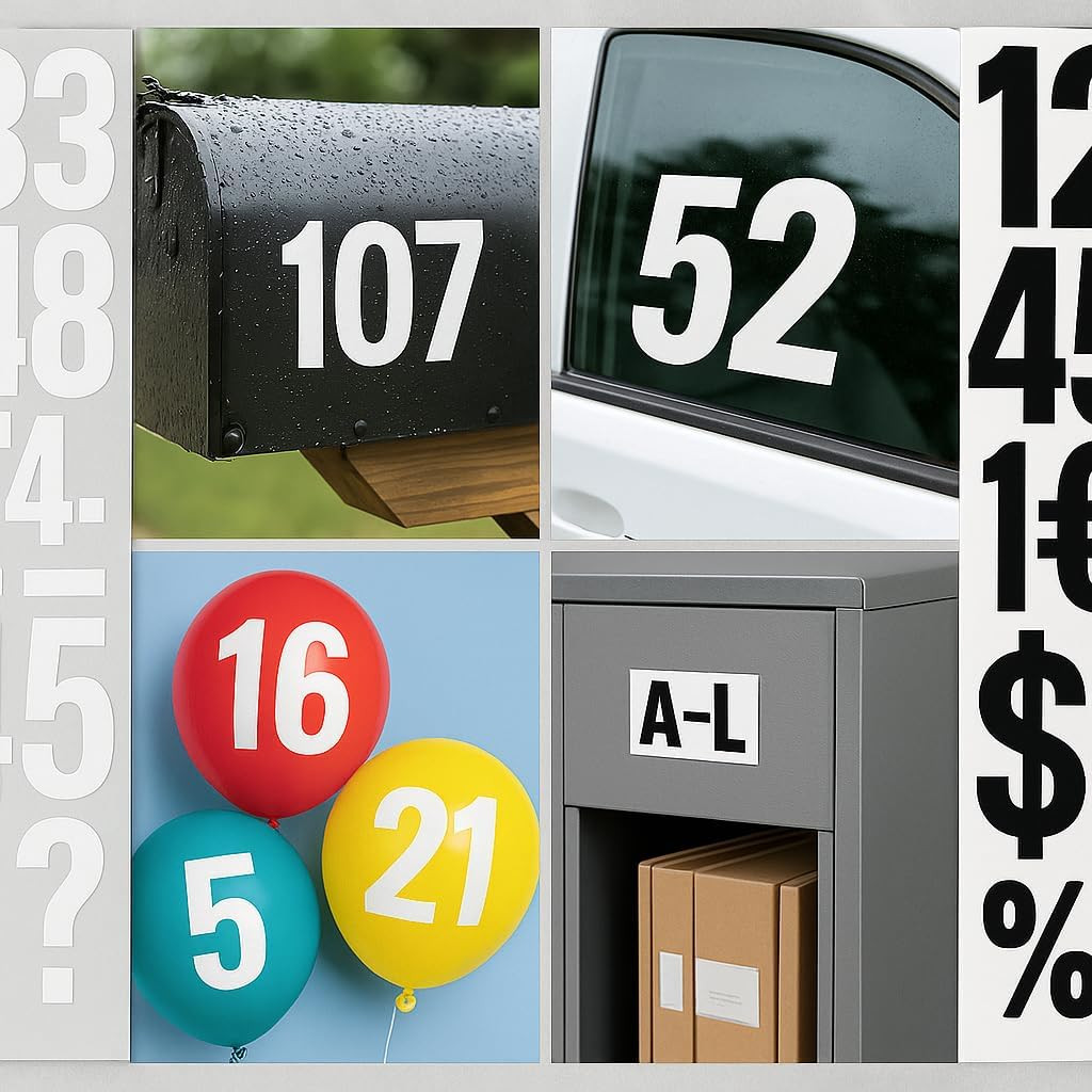 3inch Large Mailbox Numbers Stickers 4 Sheets Letter and Numbers Stickers Wat…