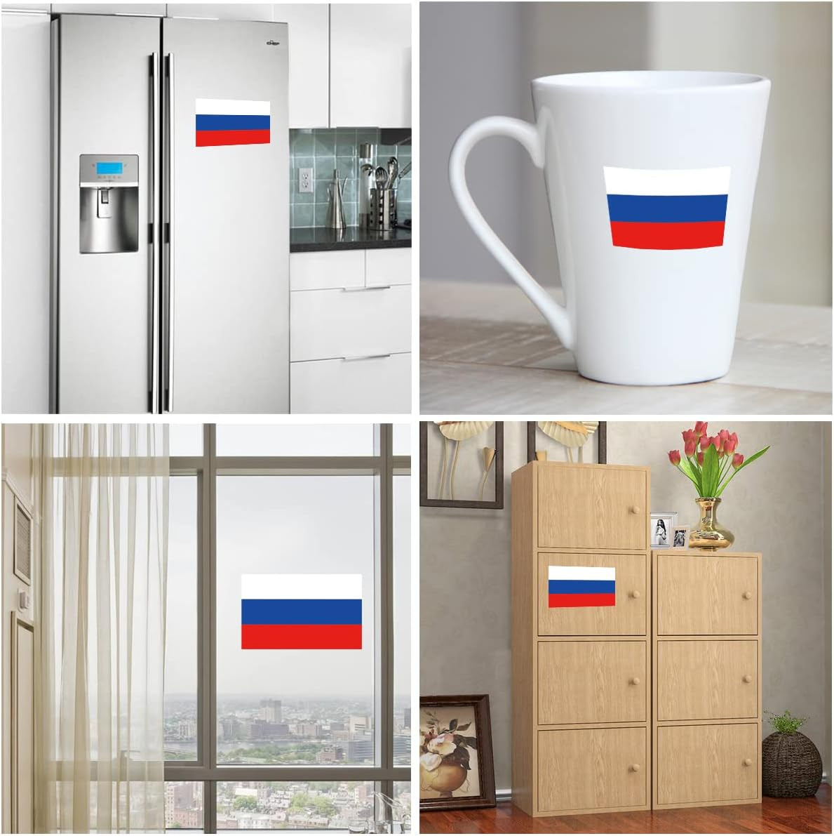 Russia Flag Sticker Russian Decal in Multiple Sizes, 3 Pack, 11.7 X 8.3 Inches
