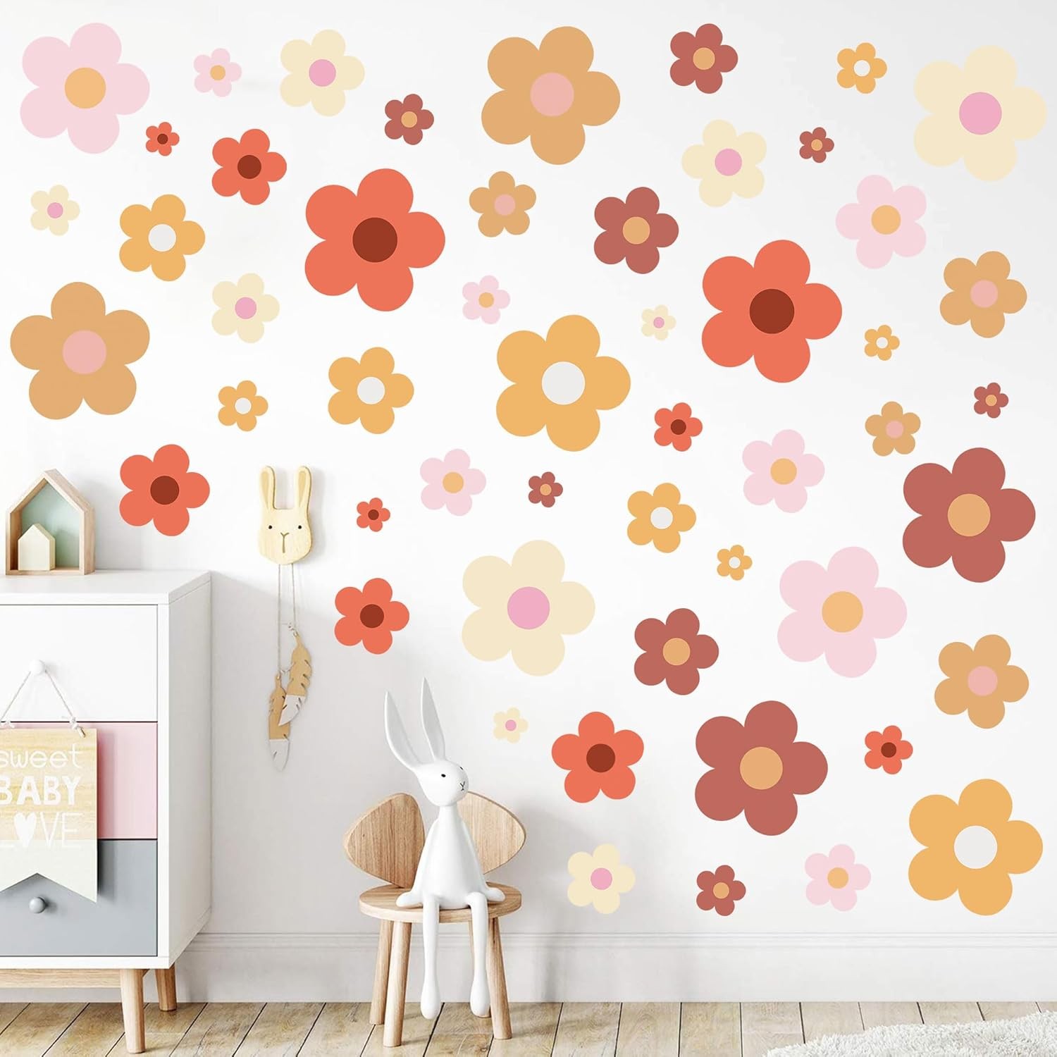 12 Sheets Flower Wall Decals Cute Colorful Vinyl Stickers for Girls Kids Room US