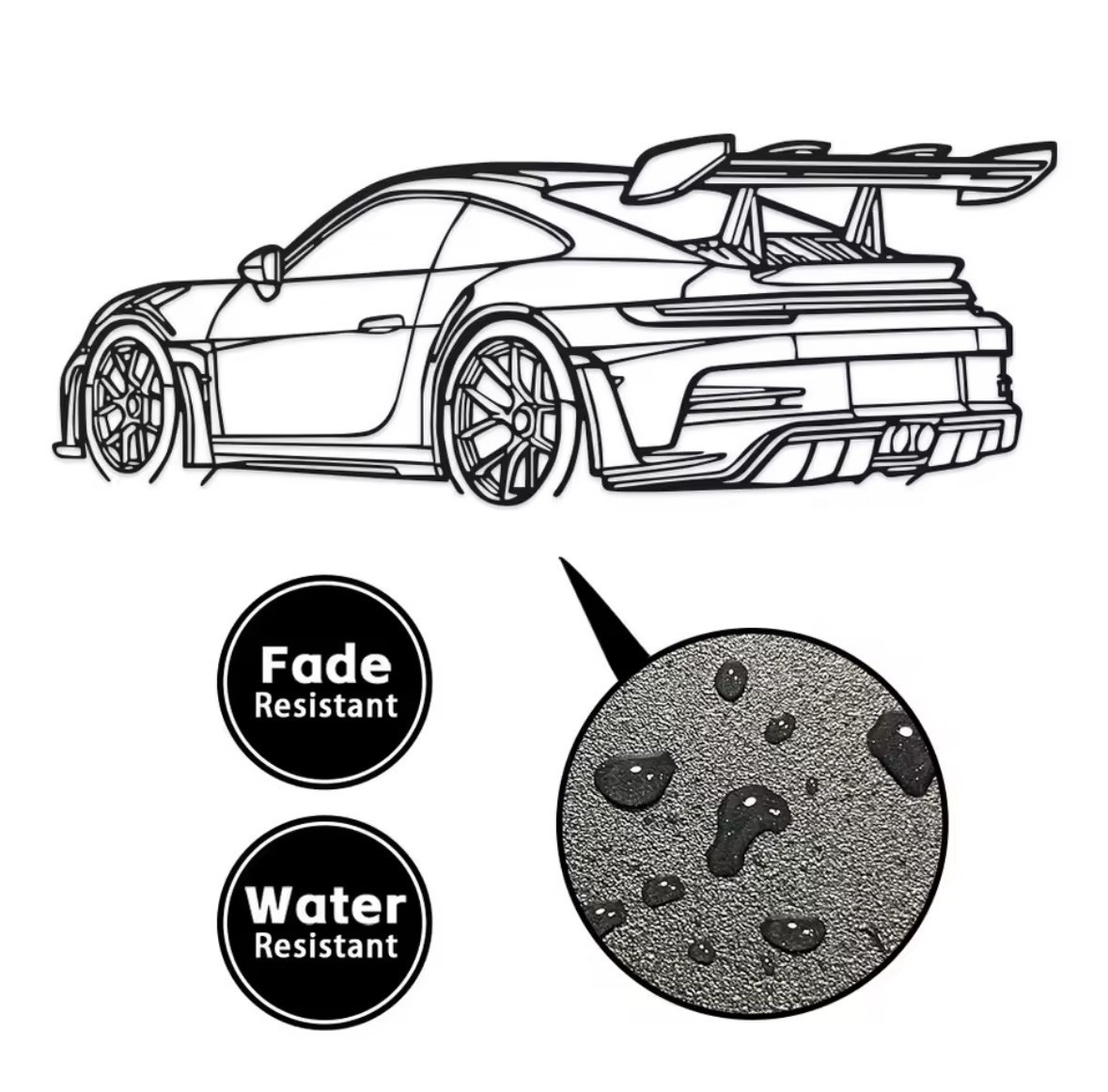 Porsche 911 GT3 RS Metal Wall Art Garage Decor Racing Car Man Cave Sign