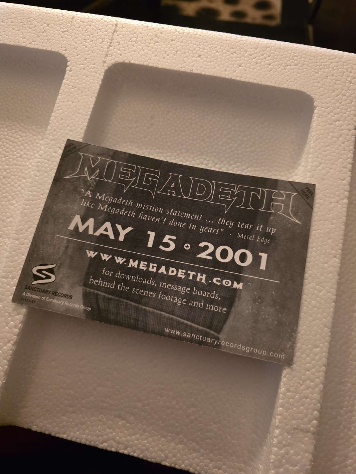 MEGADETH The World Needs a Hero 2001 vintage rare 6×4 metal rock sticker promo