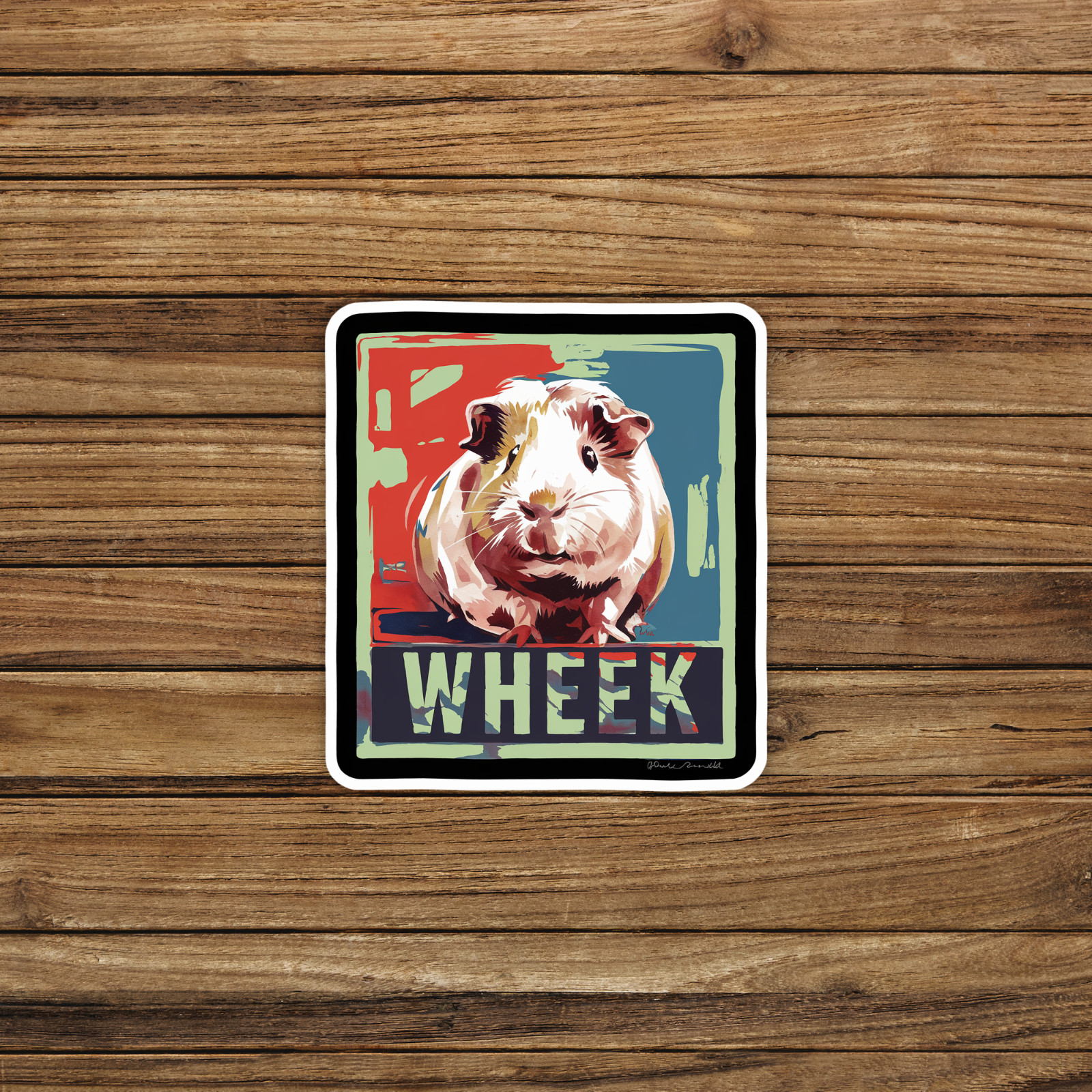 Colorful Pop Art Guinea Pig Wheek Sticker | Cute Pet Rodent Decal #1119