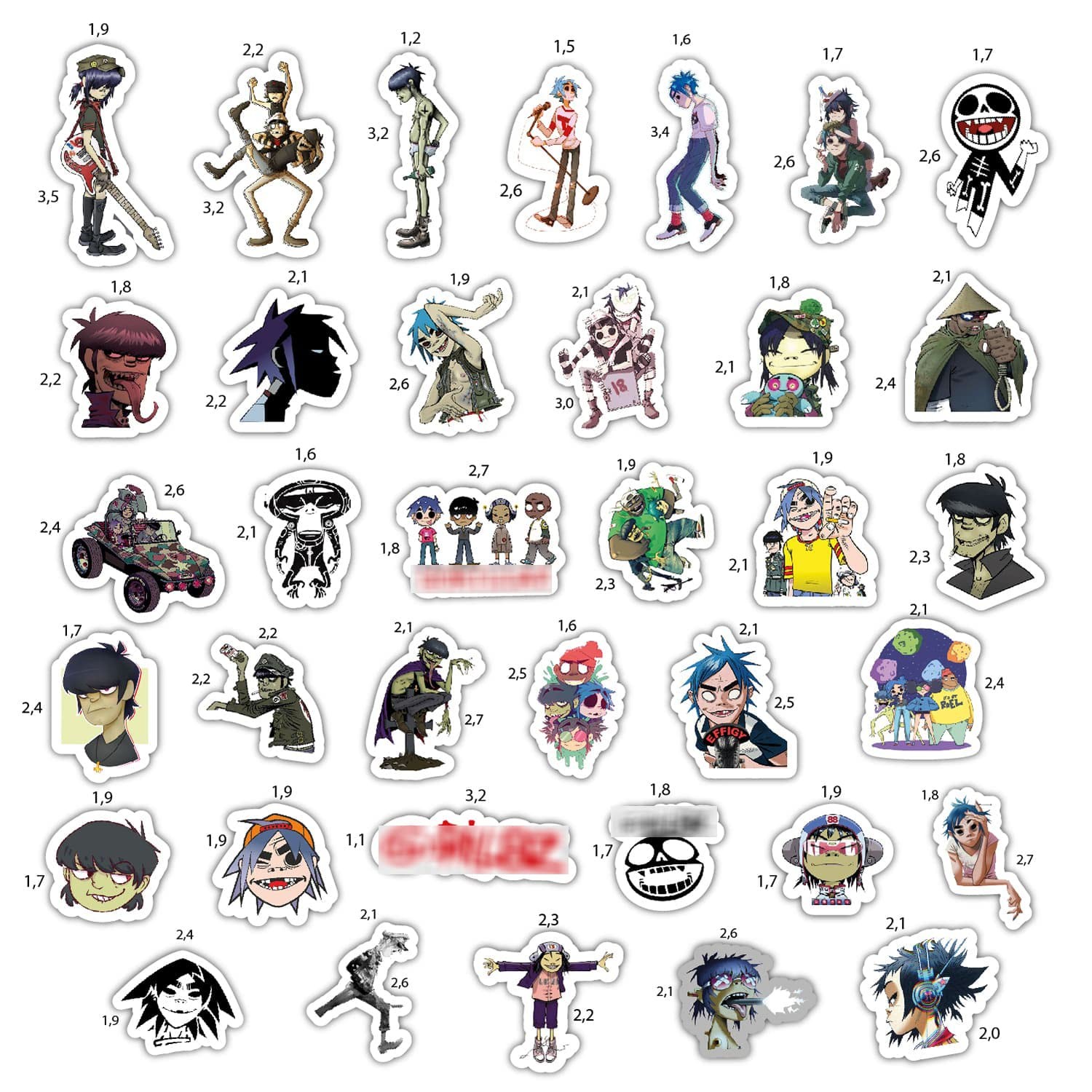 Rock Band Stickers Alternative Hip Hop Guitar Decals 36Pcs Music Stickers Wall