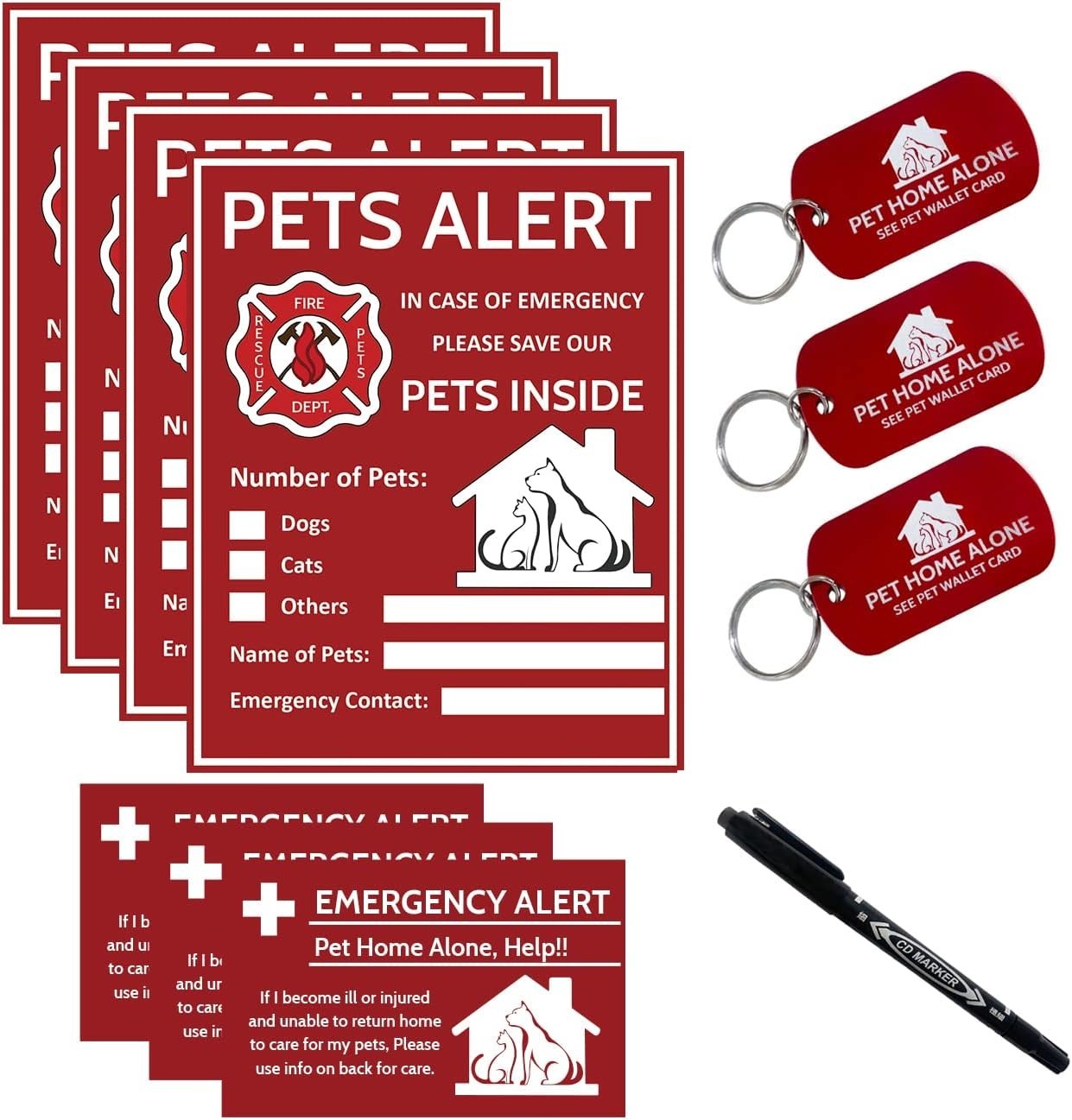 Custom Pet Inside Stickers with Wallet Cards for Emergency Situations – 11 Count