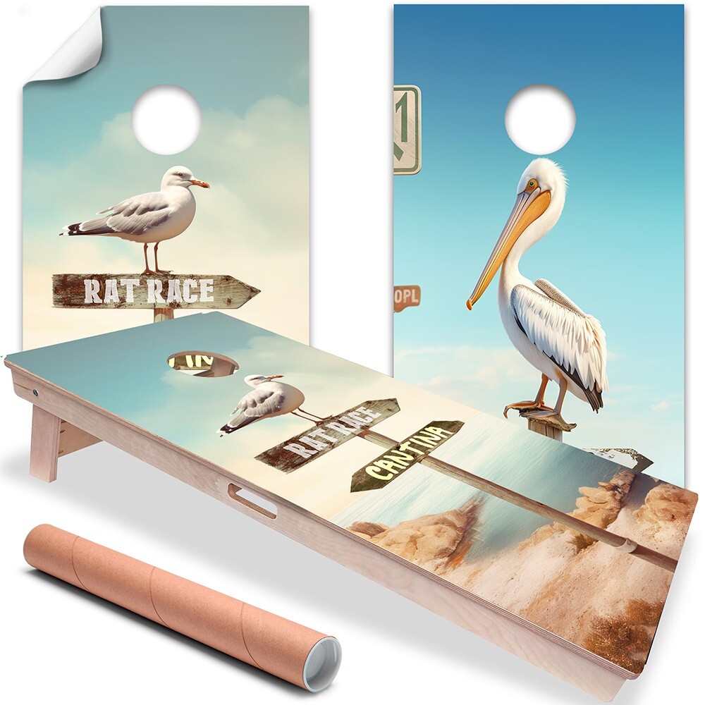 Island Directional Signs Beach House Cornhole Skins Cornhole Wraps for Boards