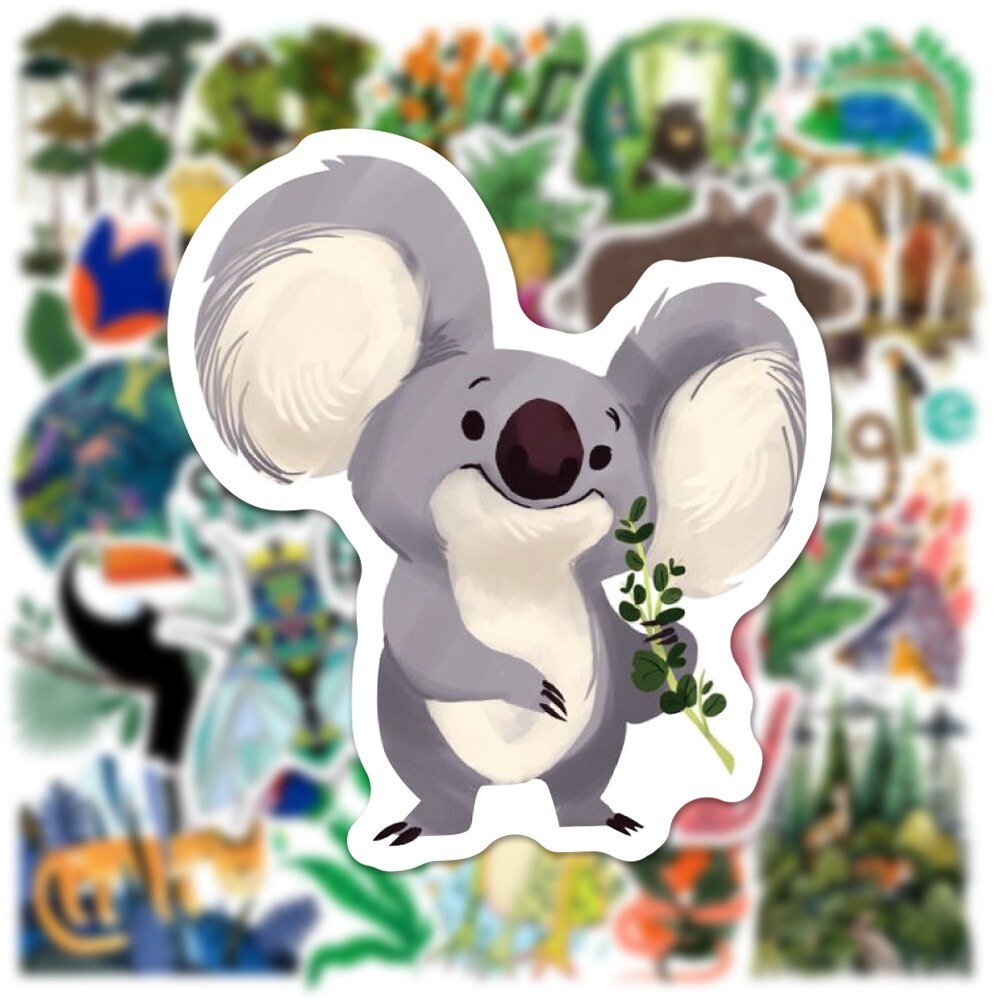 50pcs WILDLIFE Animal Stickers, Water Bottle Laptop No Residue Stickers, #045