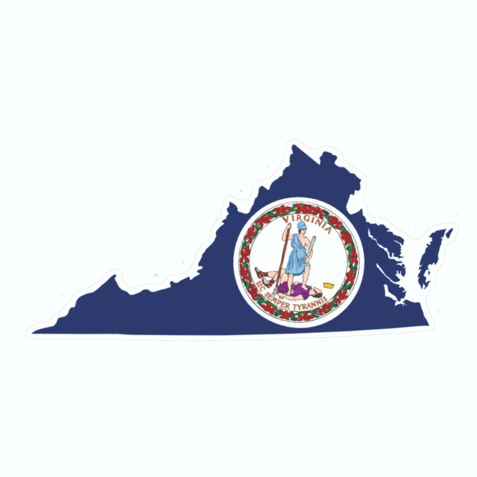 Virginia State Map Outline with Flag Sticker, Decal, Vacation Sticker