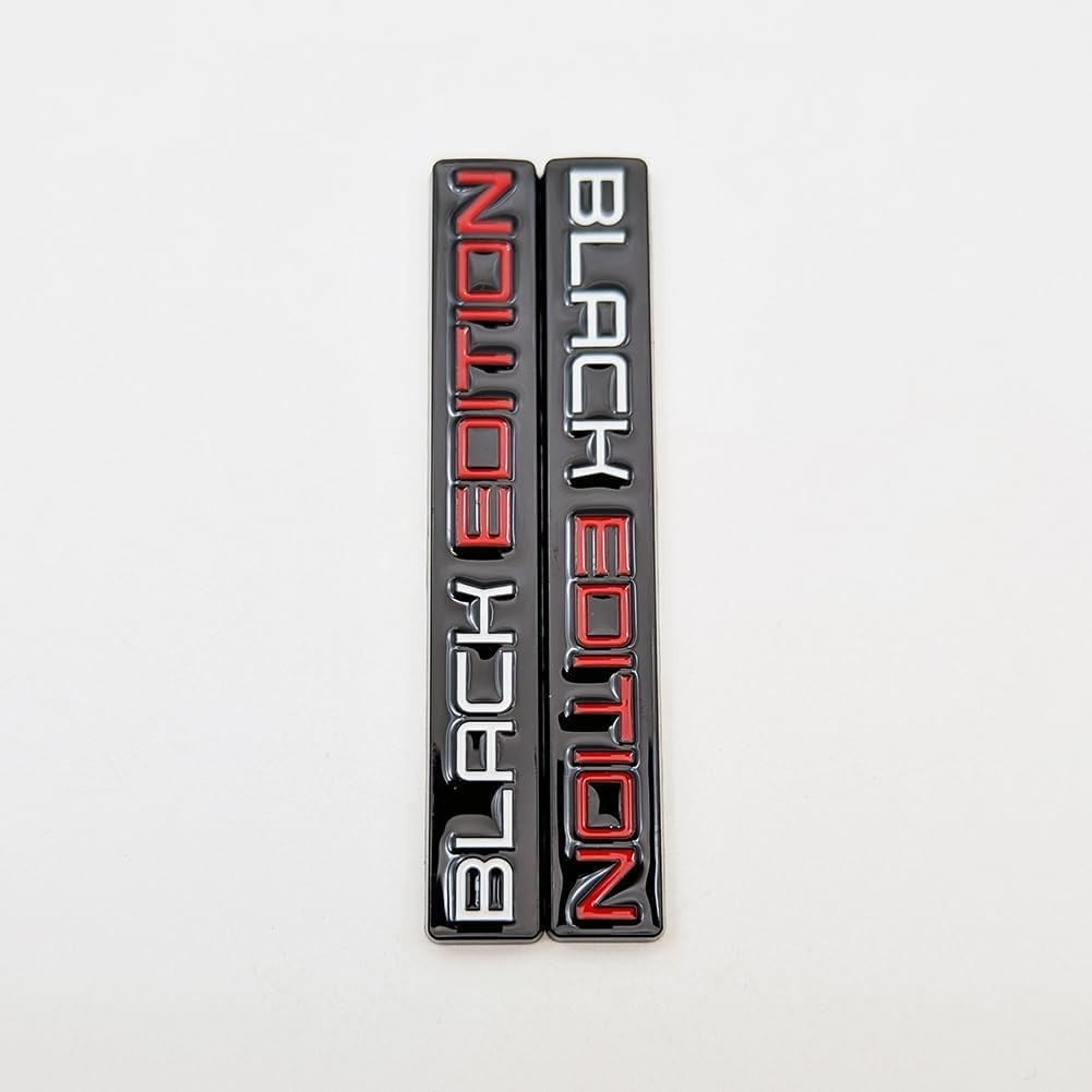 2X Chrome Metal Black Edition Car Emblems – 3D Auto Badge, Universal Fit