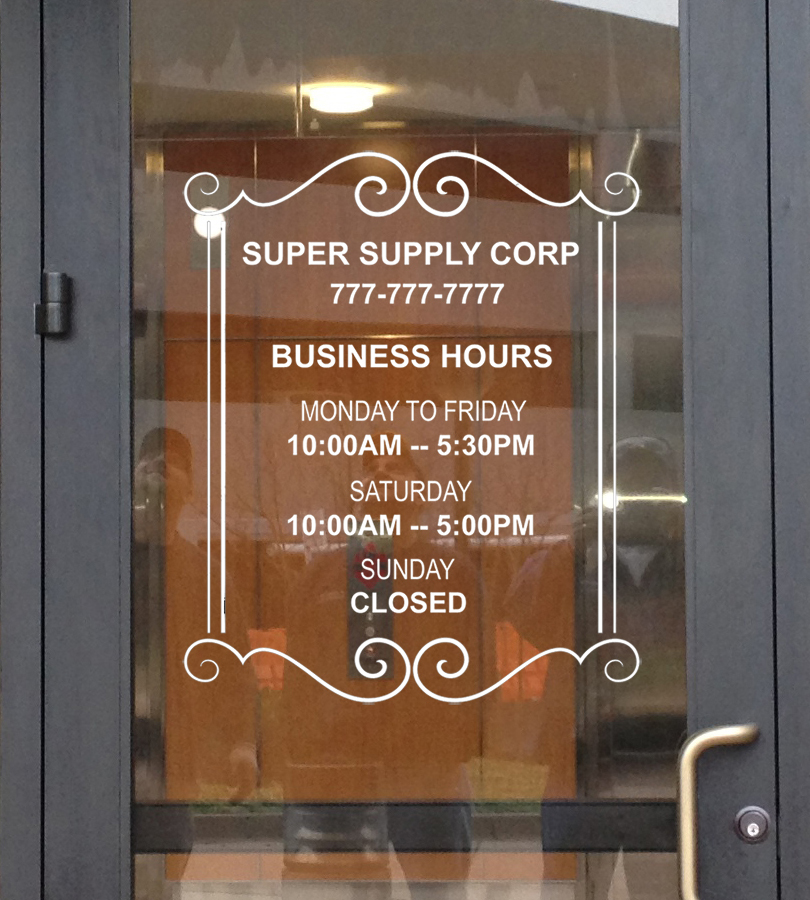 12"x14" Custom Store Business Office Hours Vinyl Glass Door Decal Sticker