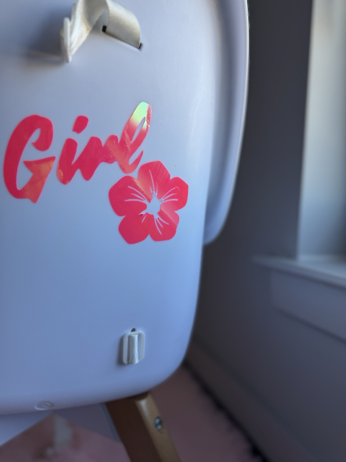 Girl Sticker – Holographic Pink – Pink Flower – Girl Sweet Sticker Decal Nursery
