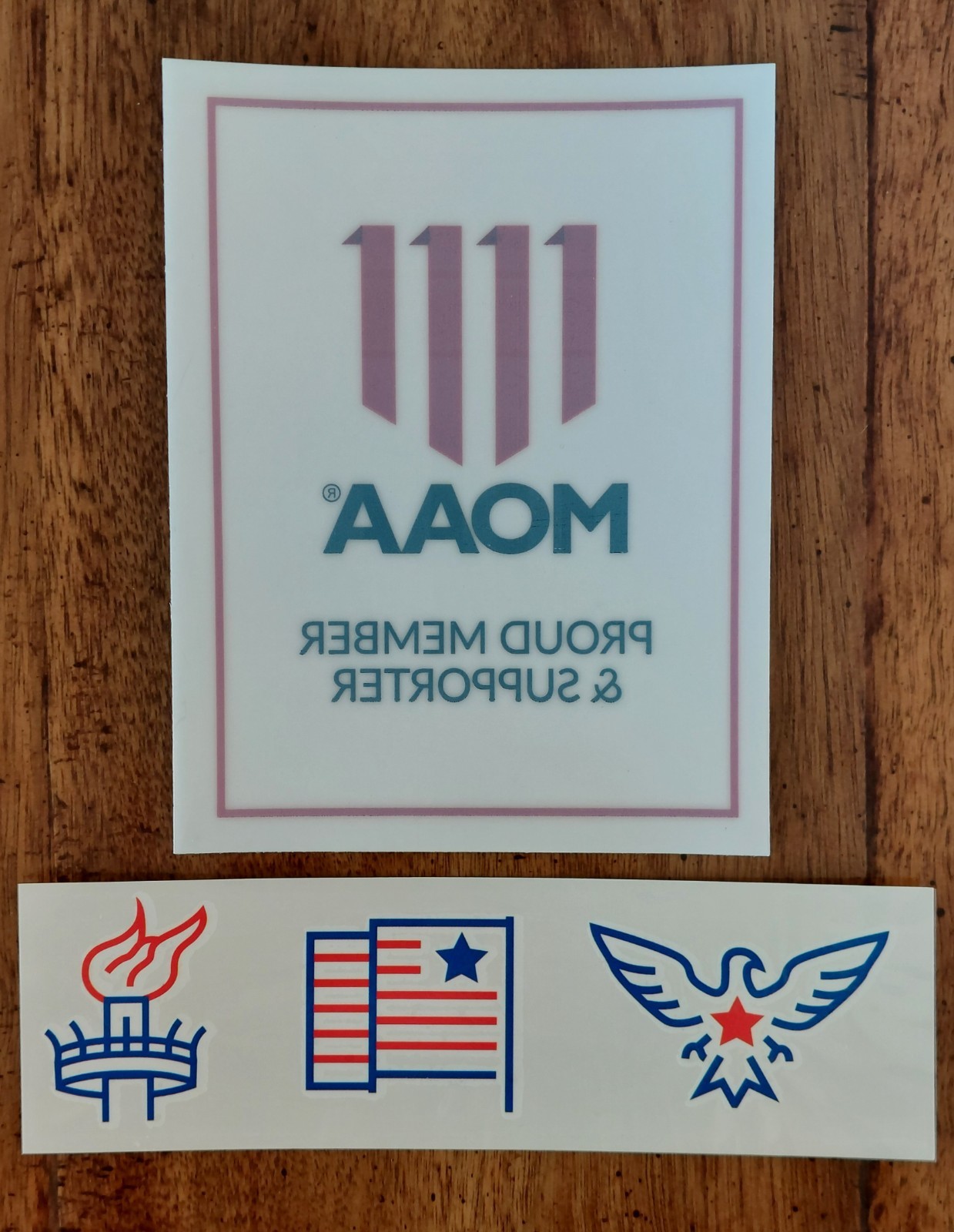 MOAA Reverse-Cut Inside Window Vinyl Decal + 3 Temporary Tattoos Patriotic