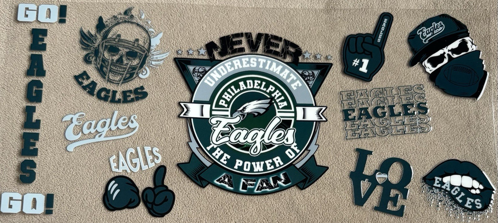 PHILADELPHIA Football Team UV DTF Transfer Sticker Cup Wrap DIY Cups Bottles Etc