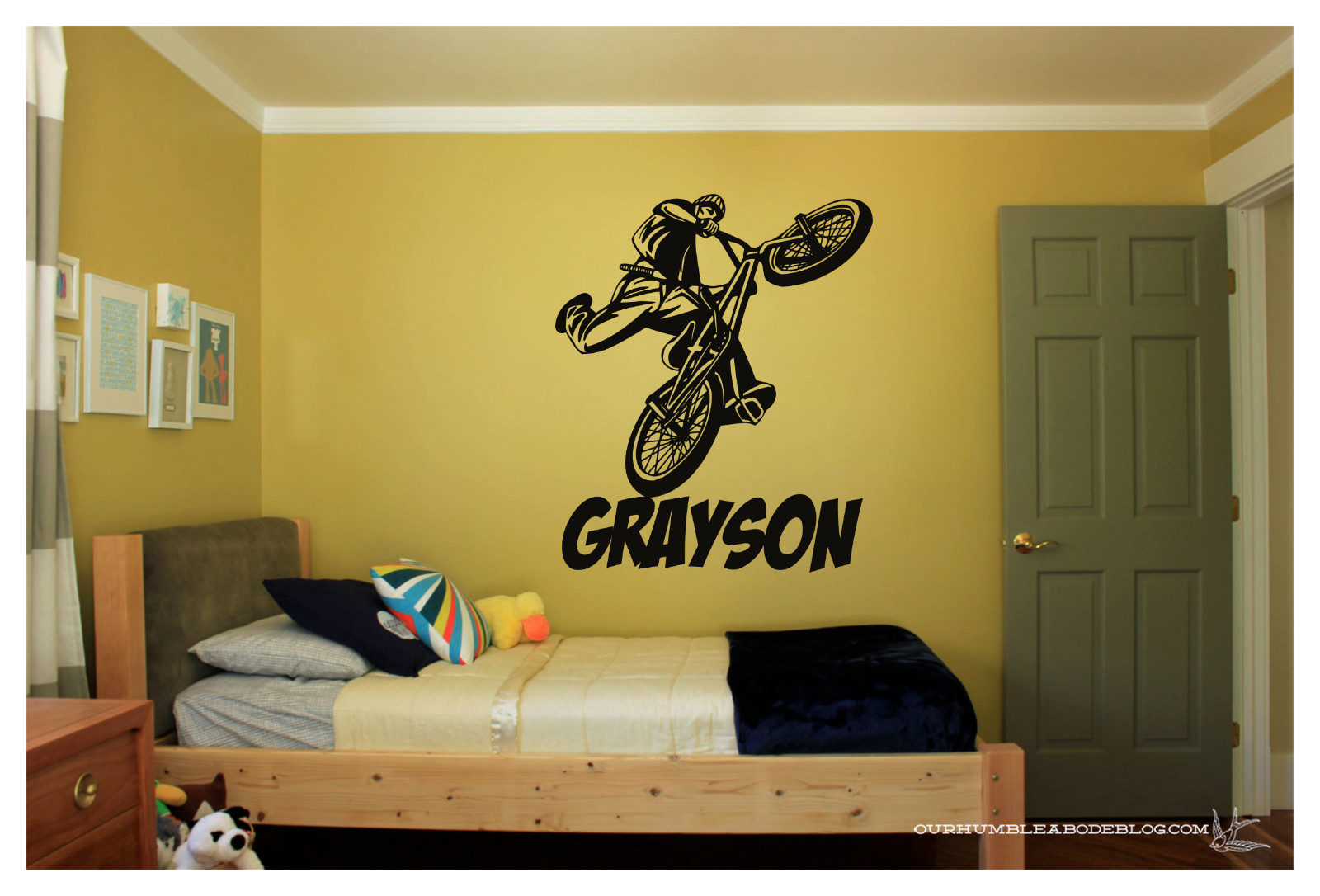 BMX BIKE STUNT RIDER WITH NAME Large Wall Decal Mural Art Sticker 22"X26"