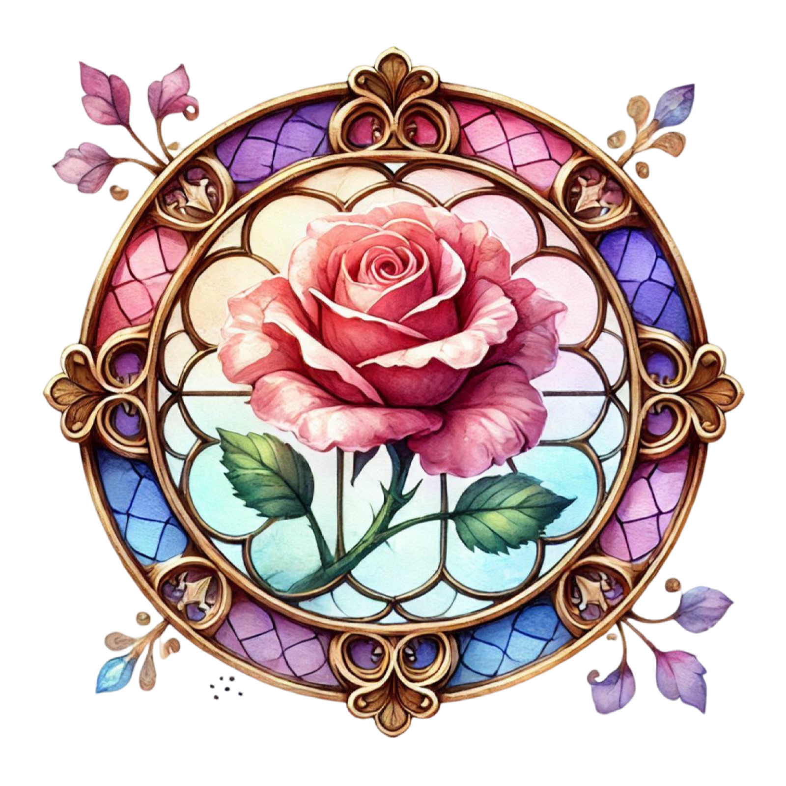 Wall Decal Sticker Roses Stained Glass Window Wall Sticker 18X18cm Large