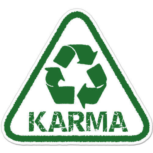 Karma Recycle Green Peace car bumper sticker decal 4" x 4"