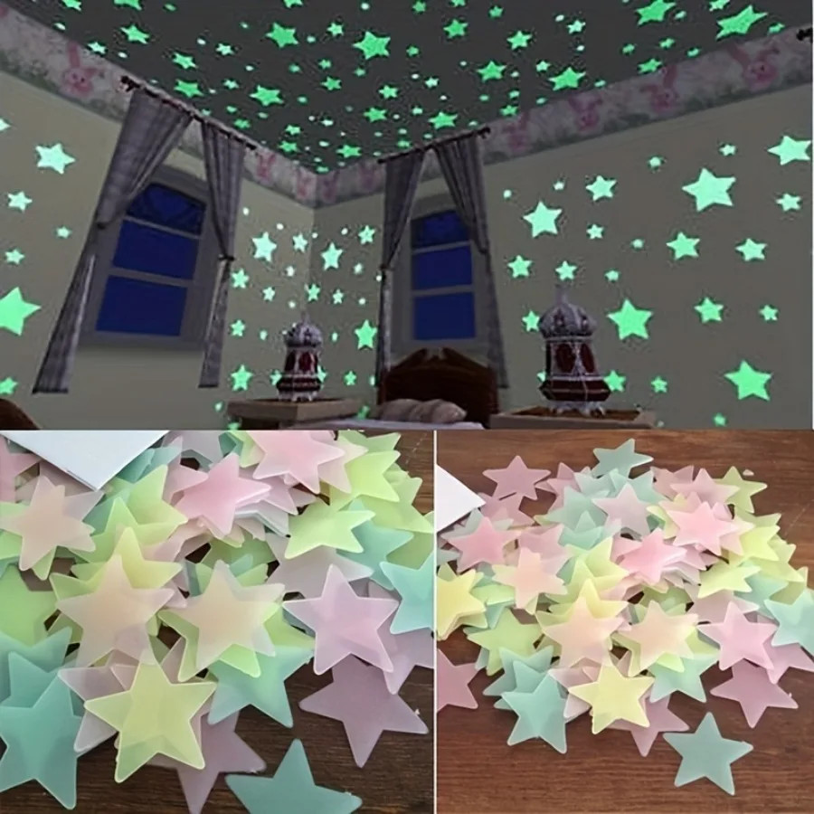 200 Piece Luminous Star Wall Sticker, Easy To Tear and Stick, Suitable for Bedro