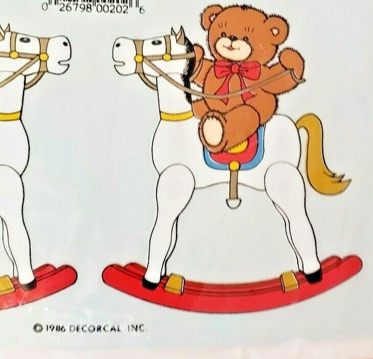 NOS 1986 Decals by Decorcal "Teddy Bears on Rocking Horses" Model A-89 *SEALED*