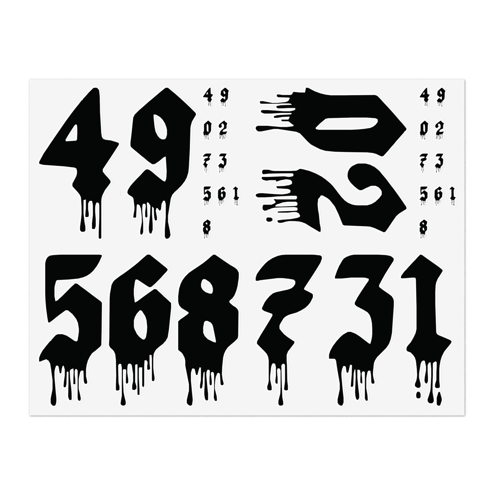 Paint Dripping Moto Decals – FULL 4" NUMBER SET BLACK Custom RC Numbers