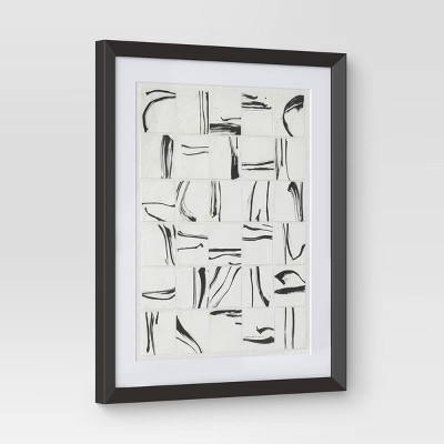 (Set of 2) 16"x20" Patterned Lines Abstract Framed Arts Black – Threshold