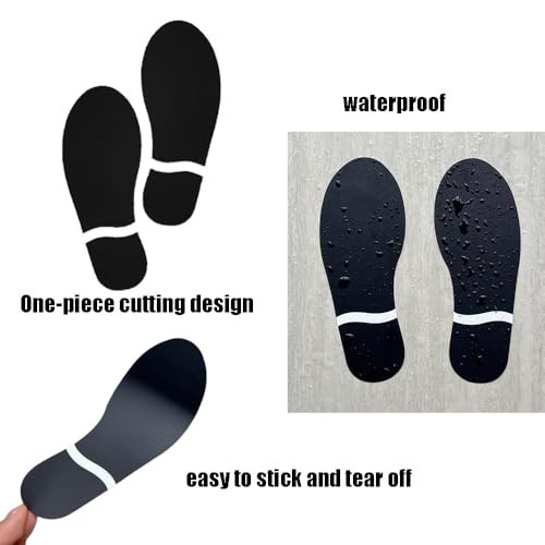 60 Pairs Black Footprint Stickers – 7" Decals for Floor, Wall, Stairs, Party Gui