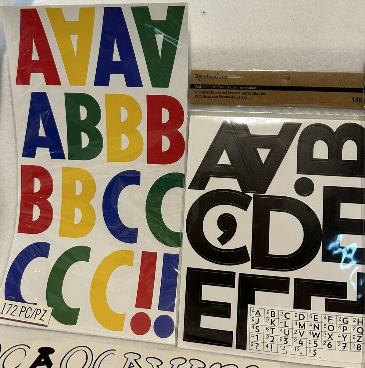 Lot Vinyl Stick On Letters And Numbers Assorted Sizes – Six Packs – See Photos