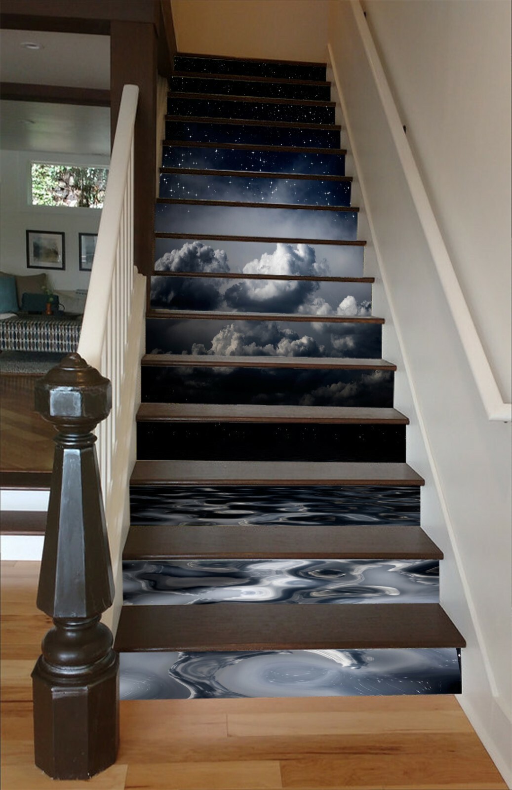 3D Black Cloud ZHU536 Stair Risers Decoration Photo Mural Vinyl Wallpaper Zoe