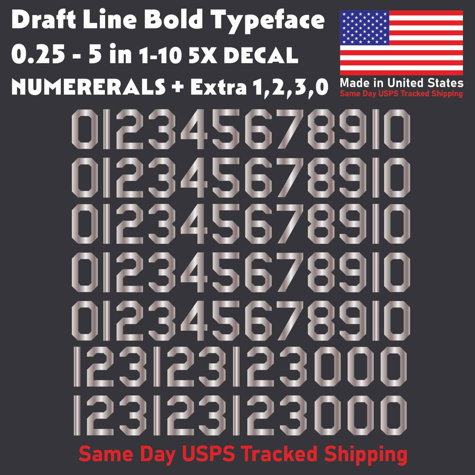 1-10 5x+ DRAFTLINE Outdoor Vinyl Decal Numbers for Mailbox Door Address Lockers