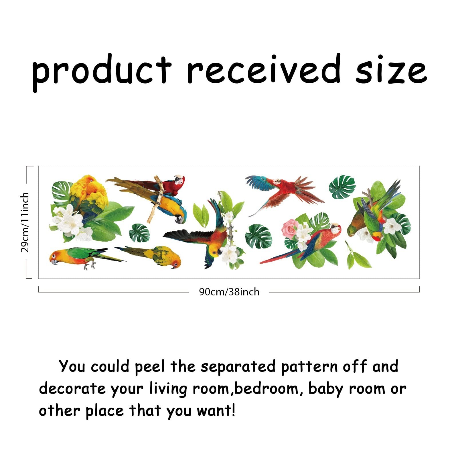 SUPERDANT Tropical Plants Parrot Wall Stickers Green Leaf Birds Watercolor Fl…