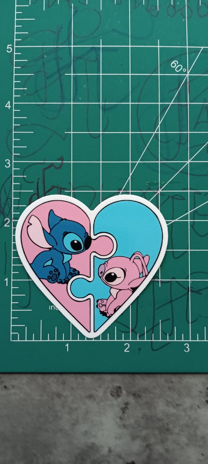 Stitch, a blue alien, and Angel, a pink alien VYNIL STICKER
