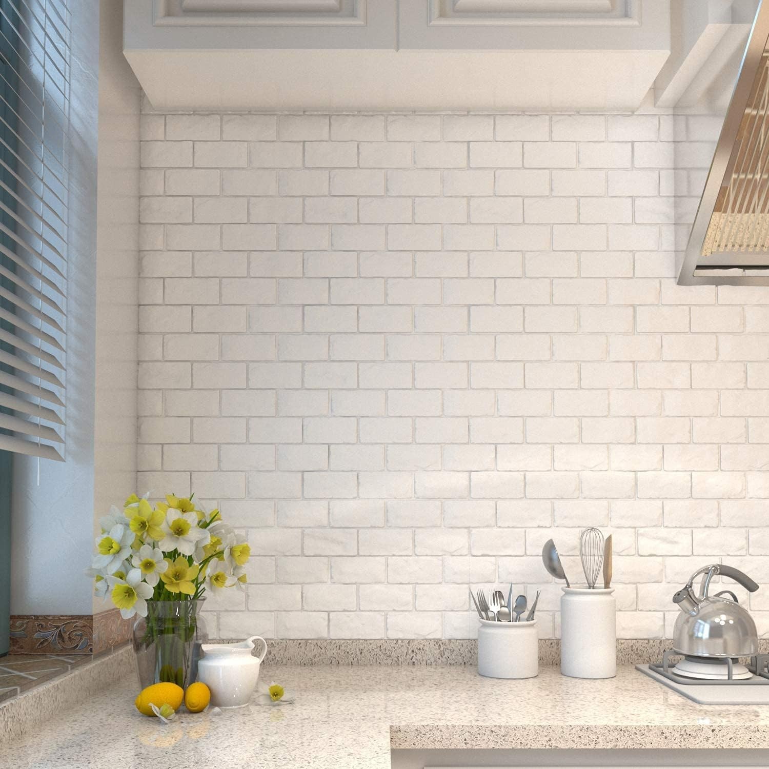 Customizable 3D White Brick Wall Panels – 30 Pcs Peel & Stick for Various Rooms