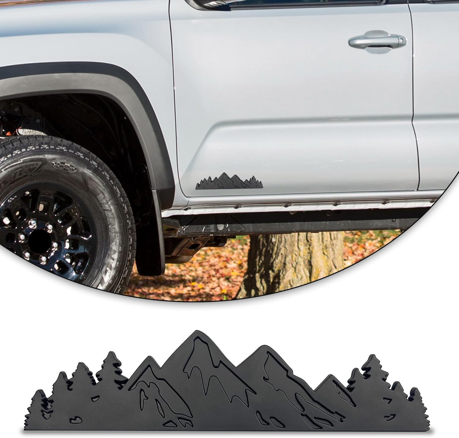7 Inch Snow Mountain Tree Emblem, Trunk Tailgate Mountains Graphic Badge Fits fo