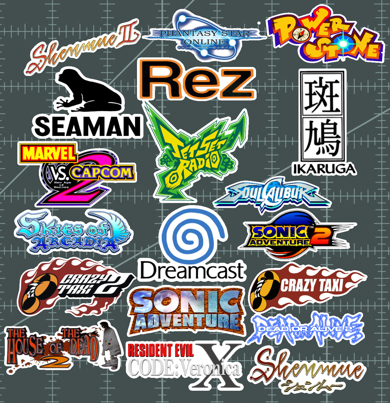 20 Sega Dreamcast Logo Stickers – White, Clear or Holographic – Waterproof Vinyl
