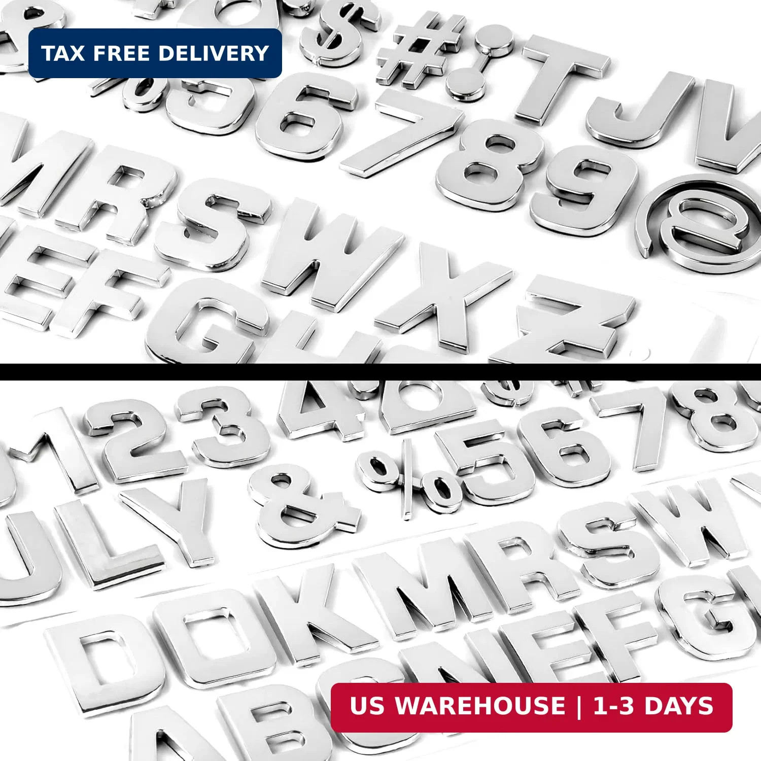 43Pcs Car Emblem Letters Sticker DIY 3D Chrome Number Symbol Badge Decal New