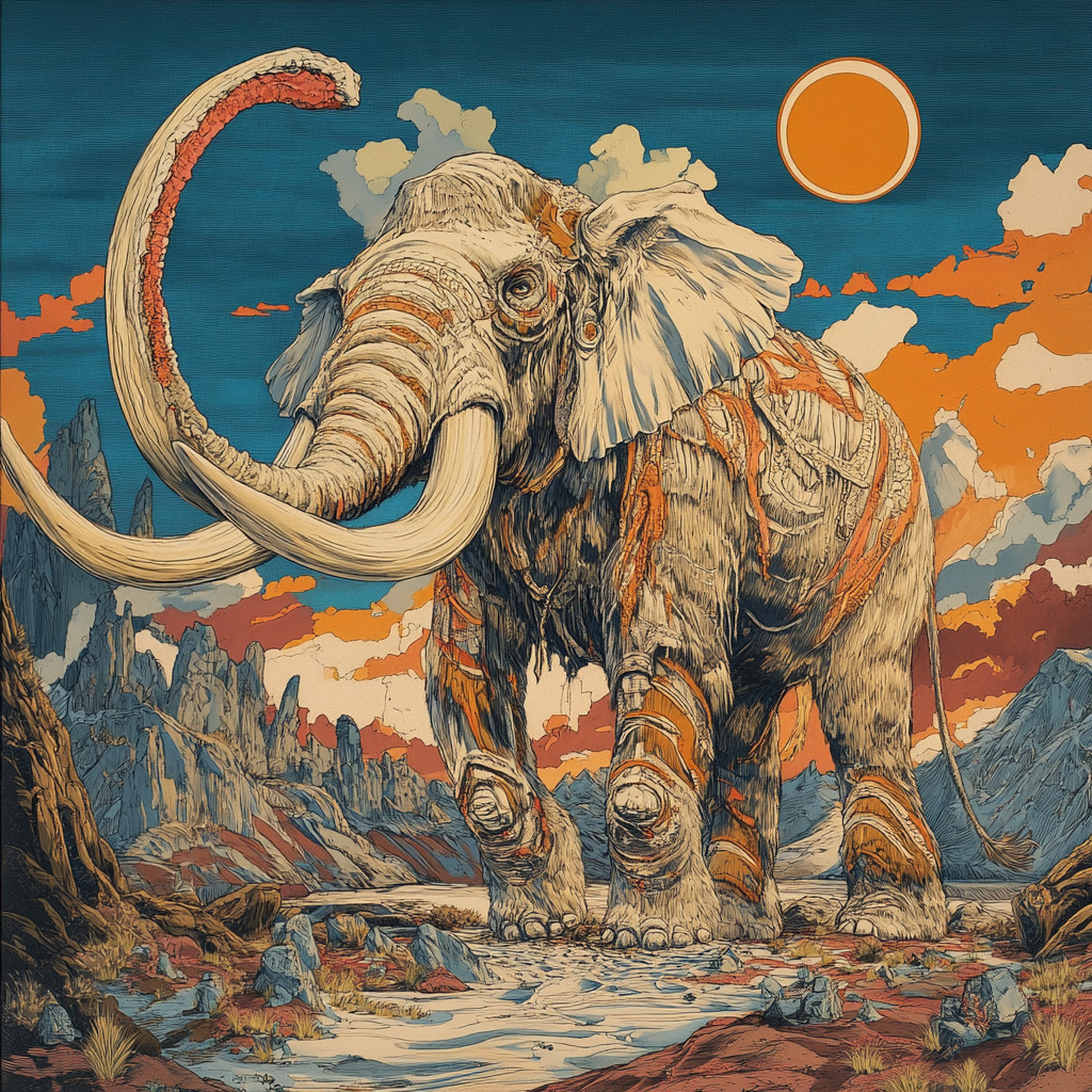 Wall Decal Sticker Mammoth Illustration Wall Sticker 18X18cm Large