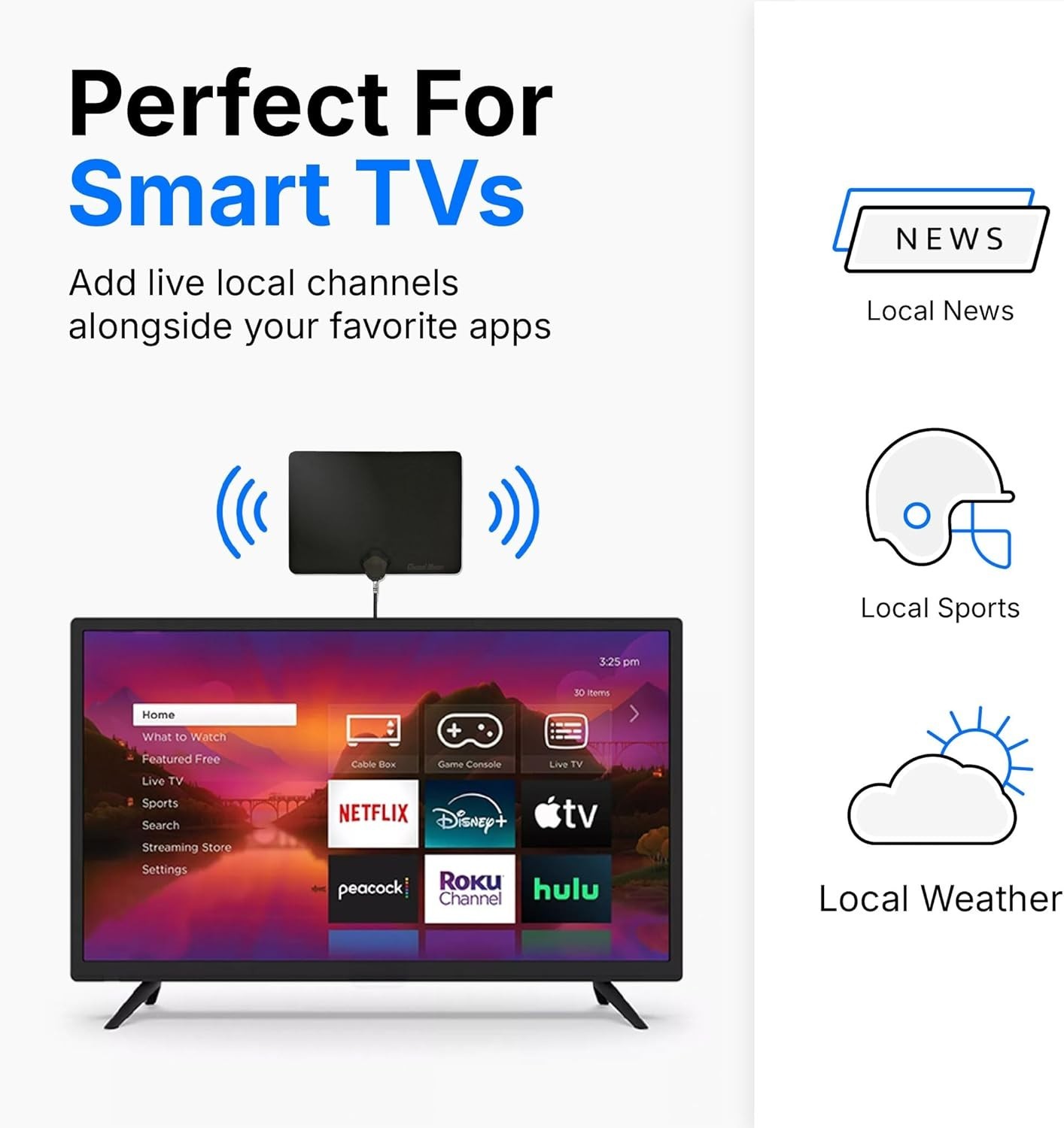 Channel Master FLATenna – Indoor Digital HDTV Antenna, 12' Coaxial Cable, Sup…