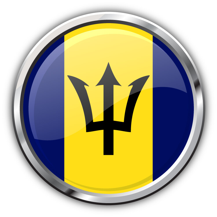 Barbados Flag Silver Car Bumper Sticker Decal