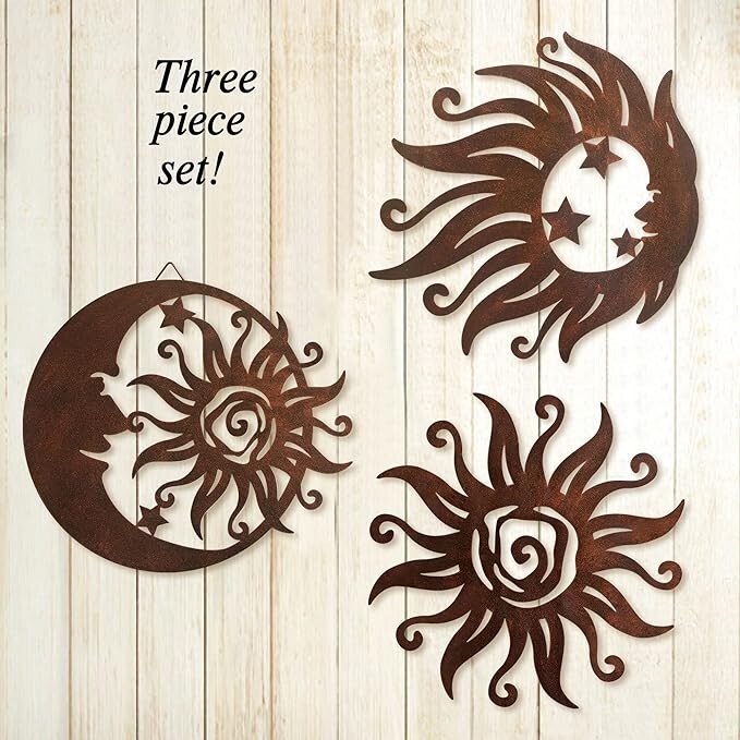 Limygus Sun silhouette wall hanging, wrought iron sun wall sculpture