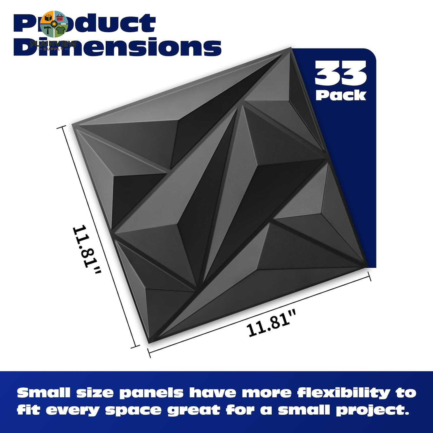 33 Pack 3D Wall Panel Diamond for Interior Wall Décor, PVC Flower Textured Wall