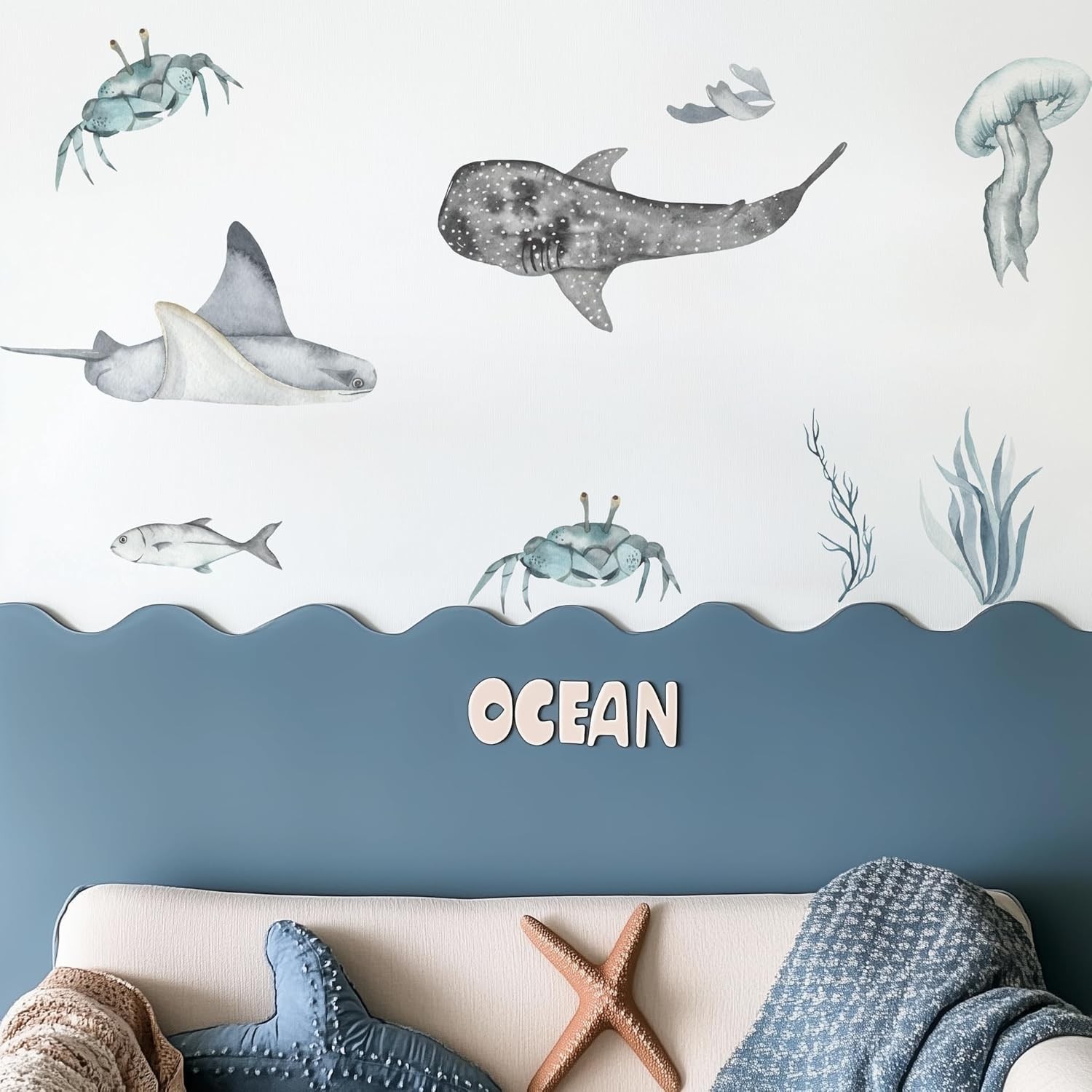 Ocean Wall Decals Marine Animal Boys Bedroom Large Stickers Removable Whale Deco