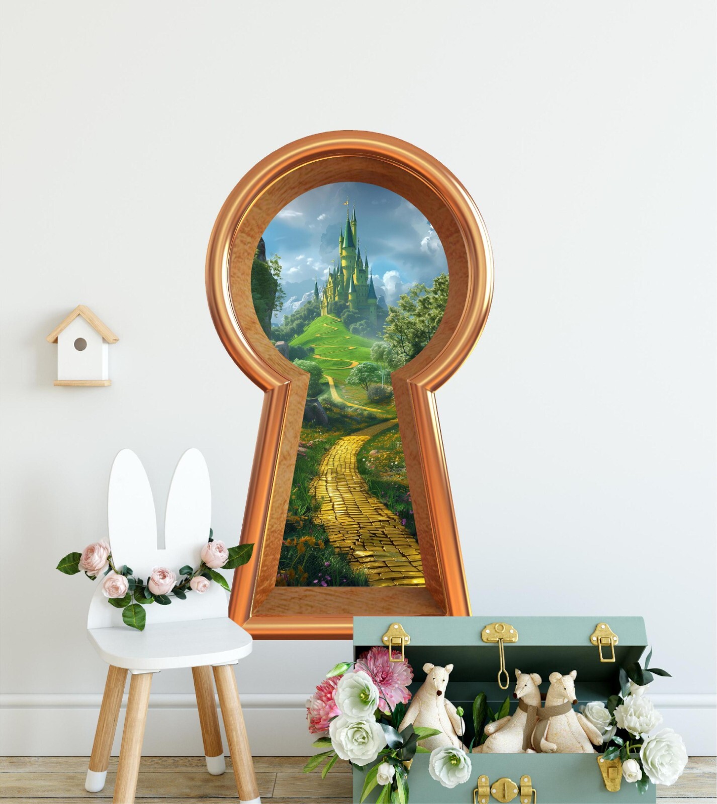 3D Keyhole Removable Wall Decal – Yellow Brick Road to Emerald Castle Decor